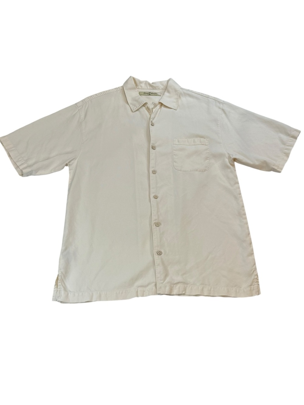 Tommy Bahama Men's Short-Sleeve‎ Button Down Shirt Cream Casual Size Small